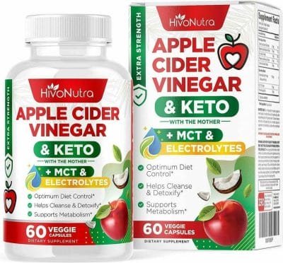 4X Strength Apple Cider Vinegar Capsules + Keto  MCT Oil for Women  Men - Diet Supplement Helps Cleanse  Detox - Supports Healthy Diet - Vegan ACV Pills with Mother (60 Count (Pack of 1))