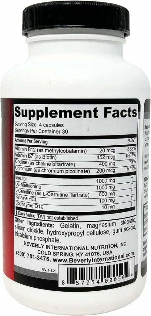 Beverly International Lean Out 120 caps. Fat Burner with Metabolic Support. Lipotropics. Choline, Carnitine, Chromium. Stimulant-Free Belly Fat Burner. Get Leaner. Use AM  PM, Stackable Diet Pills.
