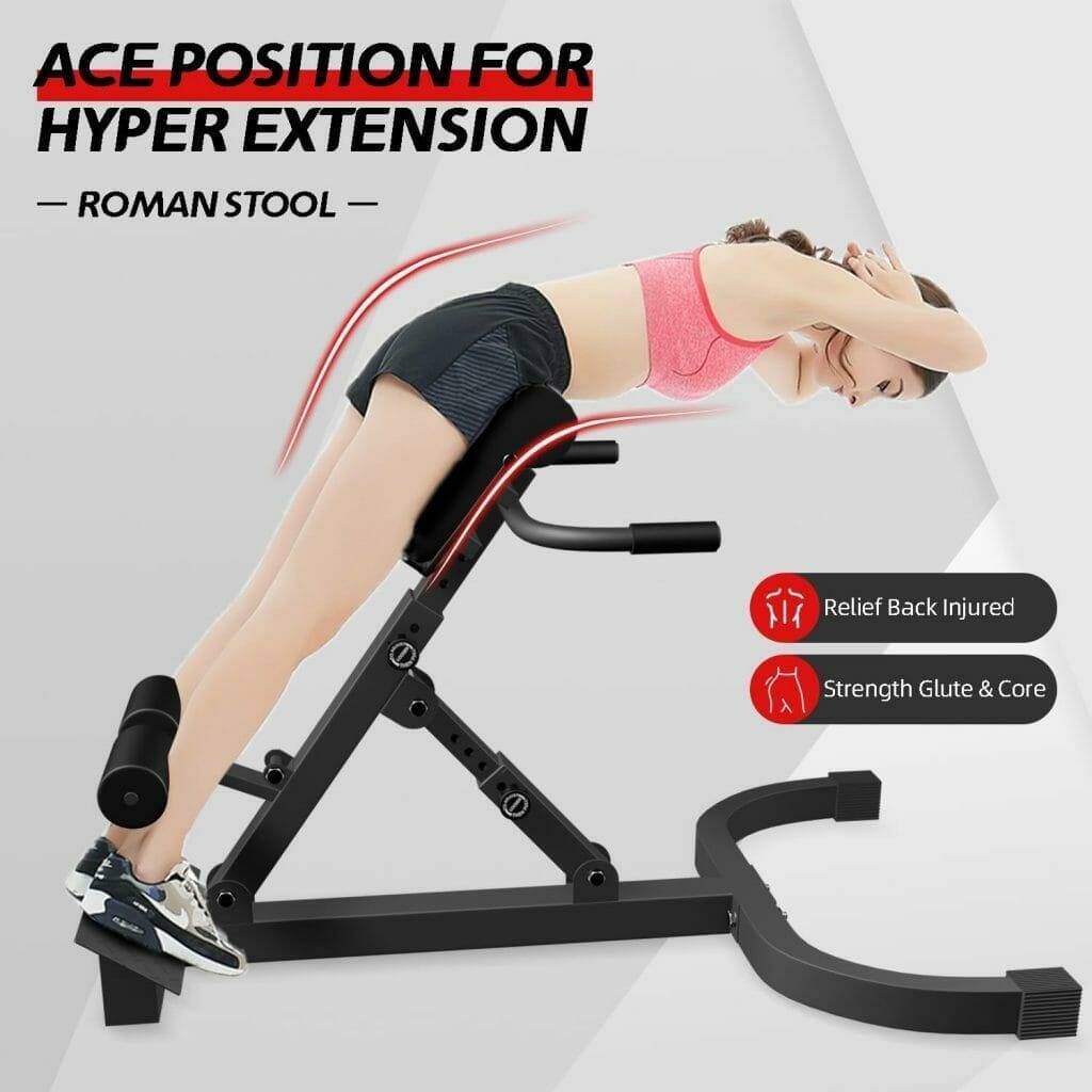 CETOOM Multi-Functional Bench for Full All-in-One Body Workout – Hyper Back Extension Roman Chair Adjustable Ab Sit up Bench Decline Bench Flat Bench