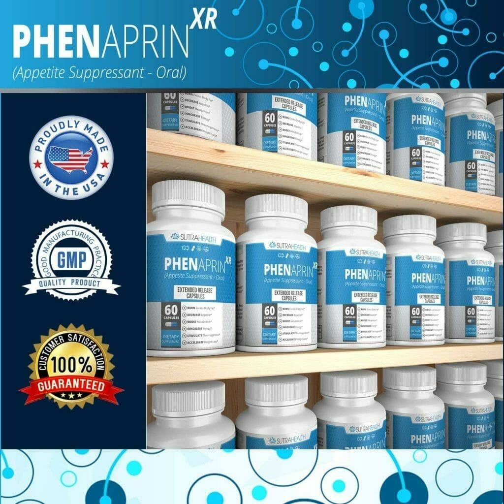 PhenAprin XR Weight Loss Diet Pills (60 Blue/White Capsules) Professional Grade Formulation – Maximum Strength Appetite Suppressant for Women and Men
