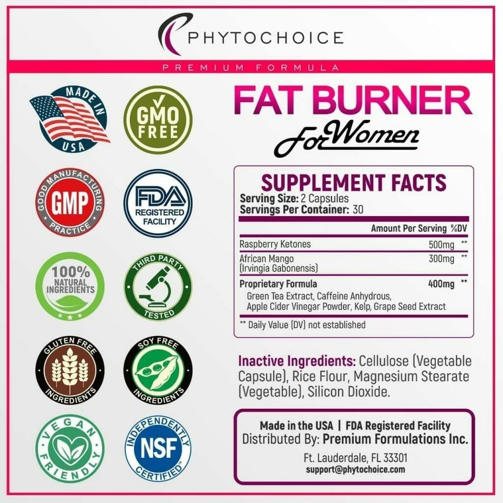 PHYTOCHOICE Day Time and Night Time Fat Burner Complex-Weight Loss Diet Pills for Women