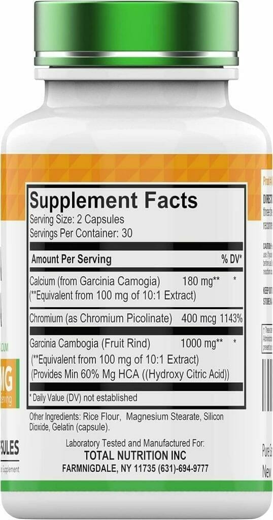 tnvitamins Garcinia Cambogia Extract Capsules (1000 MG x 60 Pills) with HCA  Chromium | Weight Loss Pills for Women  Men* | Appetite Suppressant for Weight Loss