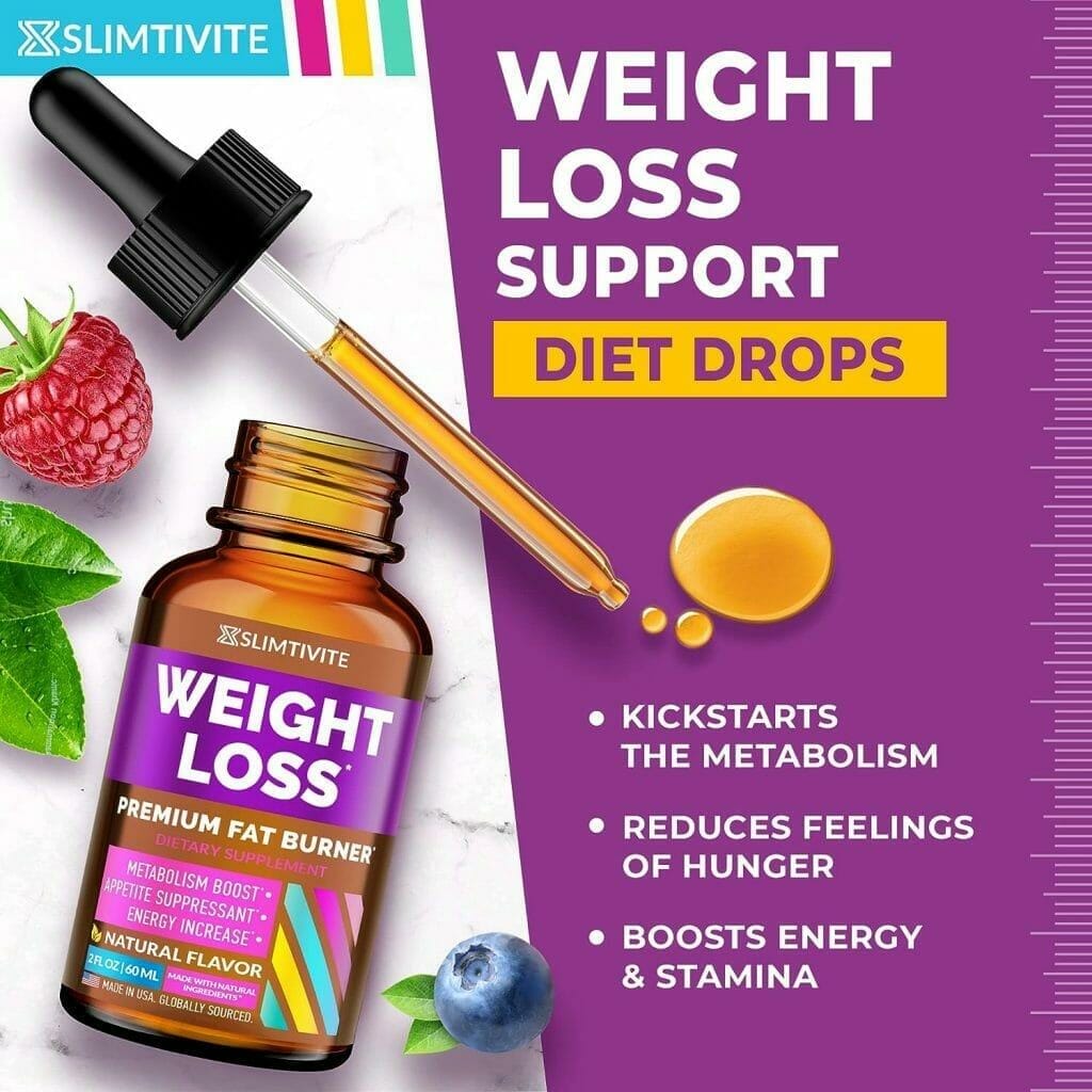 Weight Loss Drops - Diet Drops for Fat Loss - Effective Appetite Suppressant  Metabolism Booster - Safe  Proven Ingredients - Non-GMO Fat Burner - Garcinia Cambogia, 2 Fl Oz