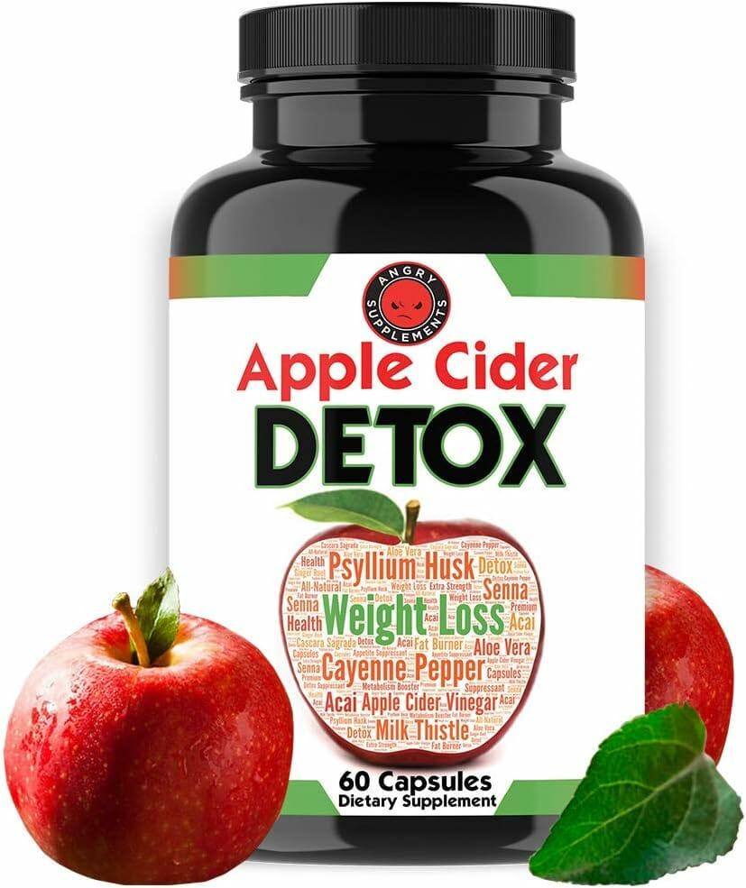 Angry Supplements Apple Cider Detox, Weight Loss Cleanse for Men and Women, Maximum Strength Formula for Improved Digestion, Heart Health, All-Natural Diet Aid (1-Bottle)
