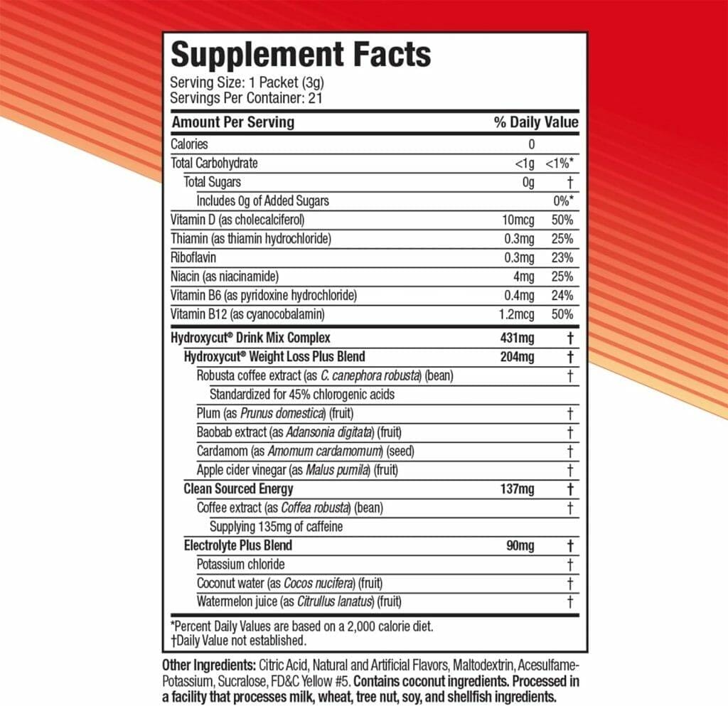 Hydroxycut Drink Mix Weight Loss Supplements, Lemonade, 21 Count (Pack of 1)