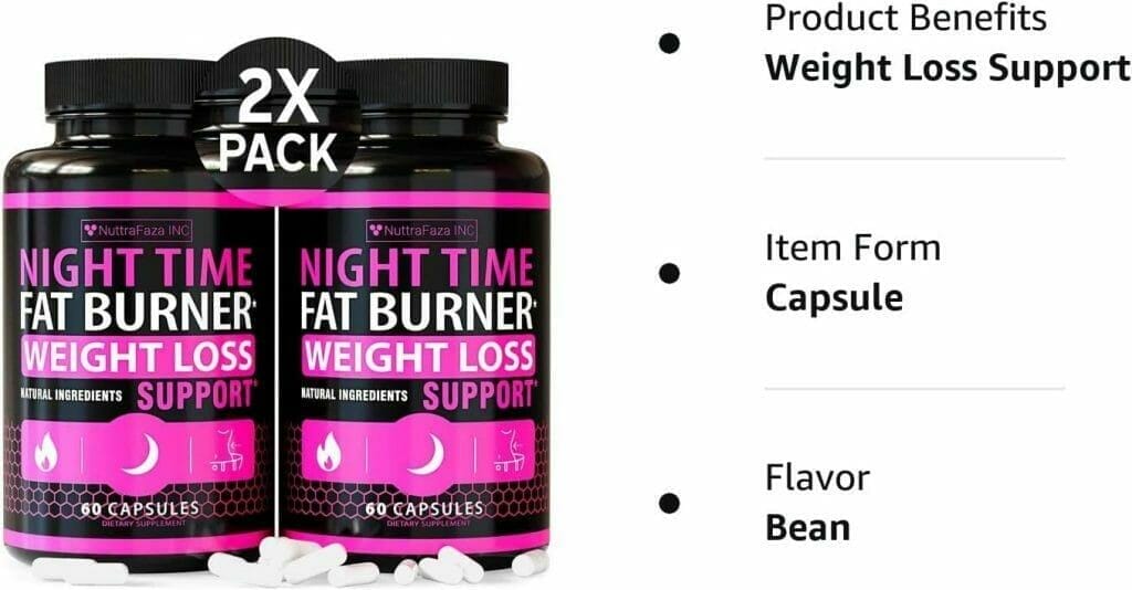 NuttraFaza INC (2 Pack) Night Time Fat Burner for Women - Weight Loss Pills for Women Belly Fat Burner for Women - Keto Pills Weight Loss Supplement - Fast Metabolism Booster - 120 Capsules