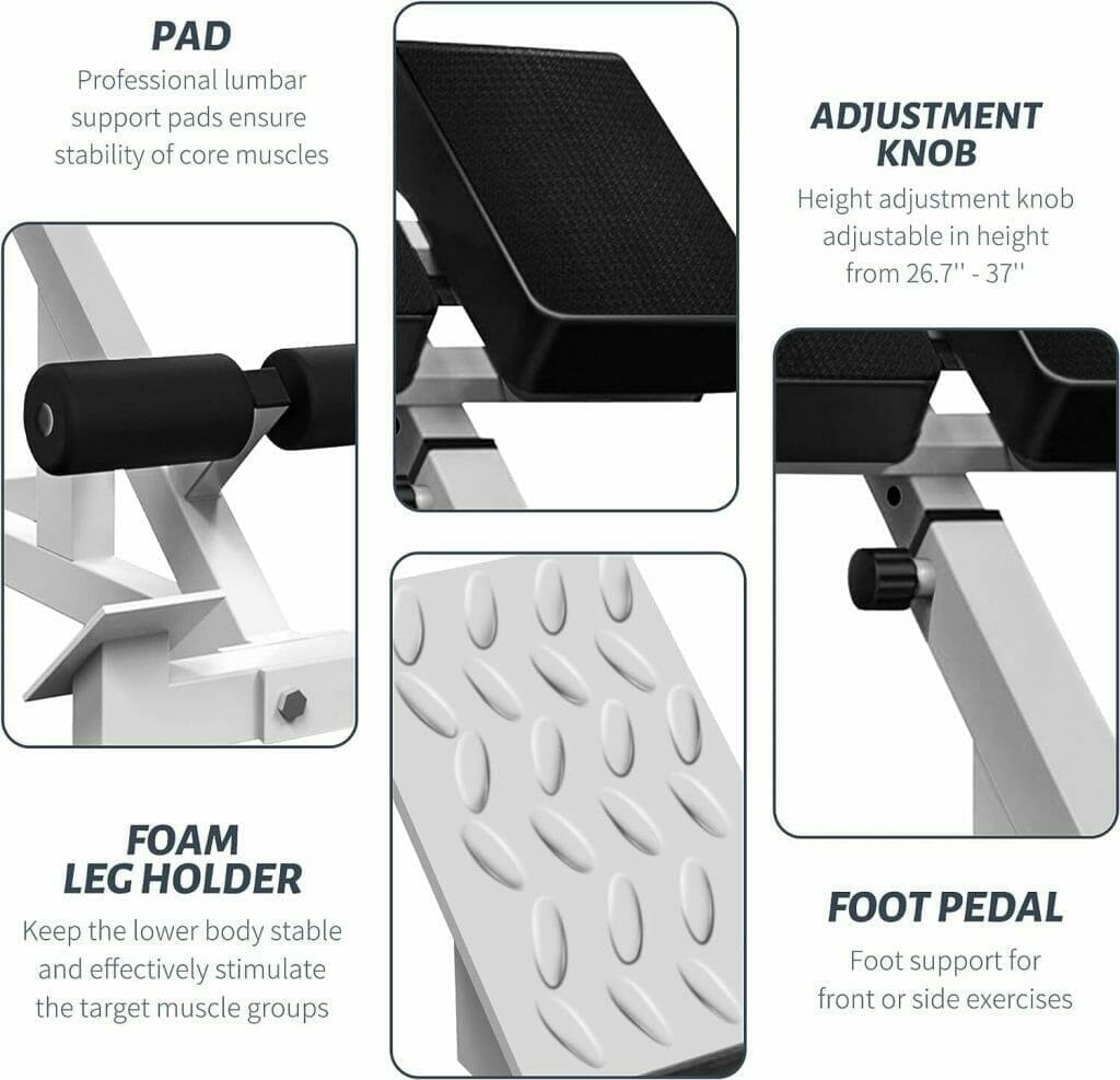 SUCXDZQ Roman Chair Back Extension Machine, Hyperextension Bench with Angle Height Dual Adjustment, Back Exercise Bench for Home Gym