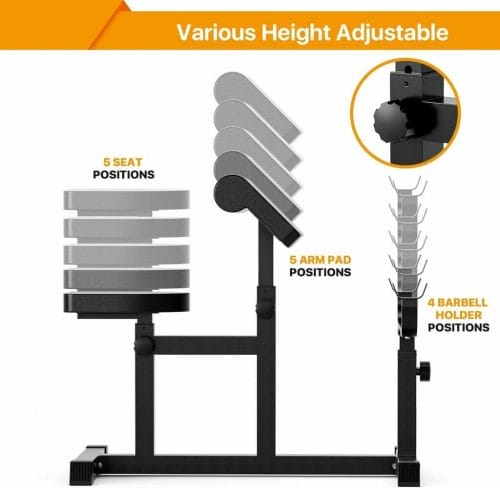 Uboway Adjustable Arm Preacher Curl Weight Bench, Seated Strength Training Fitness, Isolated Barbell Dumbbell Biceps Station, Roman Chair for Upper Limb Muscle for Home Gym
