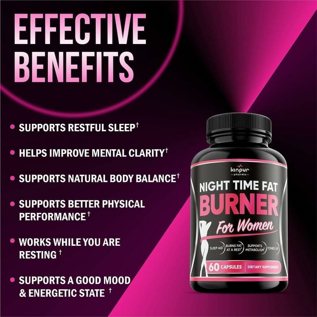 Kinpur Pharma Night Time Fat Burner for Women - Weight Loss Supplement, Appetite Suppressant - Premium Weight Loss Pills for Women - Metabolism Booster - Natural Plant Extract