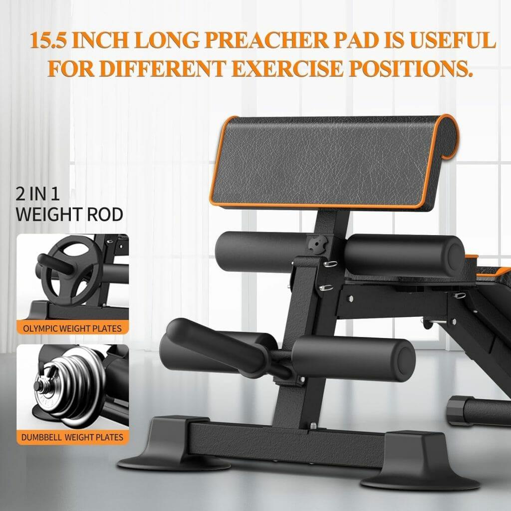Z ZHICHI Adjustable Weight Bench multi-function Workout Bench for Home Gym,Foldable Incline Decline Benches for Full Body Workout 660LBS