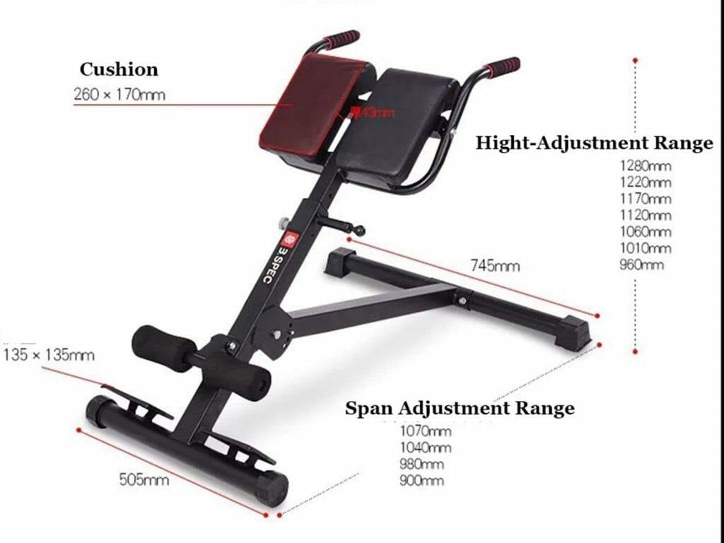 TOE Roman Chair Multifunctional Height-Adjustable Weightlifting Bed Sports Stretching Stool Strength Training Back Machines Max Weight 660Lbs