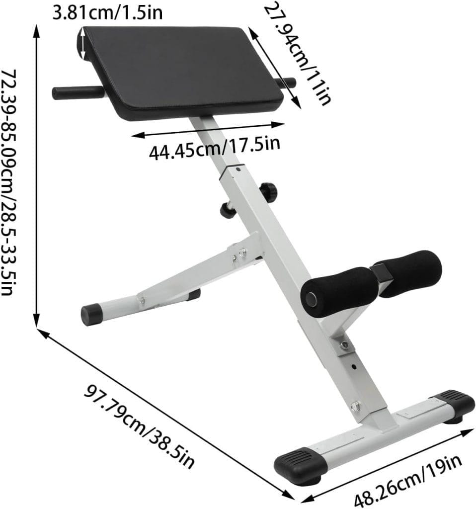 Folding Hyperextension Bench Roman Chair, Adjustment 39-45 Roman Bench Back Extension Machine for Home Gym Load 330lbs