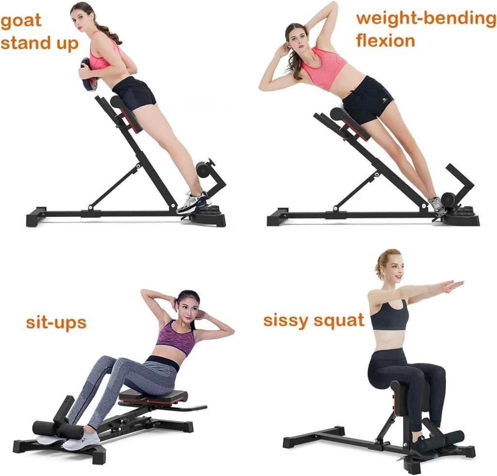 TAA 5 in 1 Roman Chair Adjustable Folding Multifunctional Weight Bench Abdominal Trainer Weightlifting Bed Sports Stretching Stool Strength Training Back Machines for Home Gym Max Weight 264lbbs