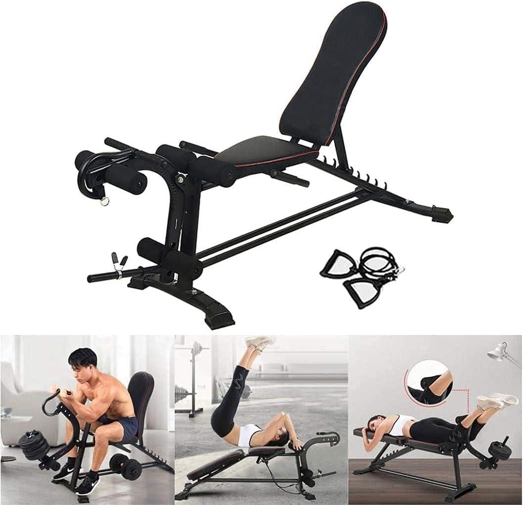 Weights Bench Multifunctional Dumbbell Bench Adjustable Sit Up Bench With Fitness Rope,Decline Bench Press Weight Bench,Dumbbell Bench Roman Chair For Home Gym Core Stren
